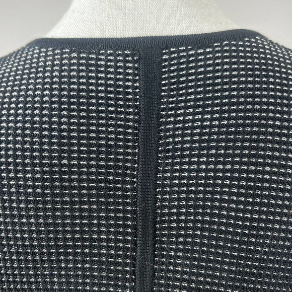 Eileen Fisher Textured Black White Open Cardigan L Silk Organic Cotton - Picture 8 of 9